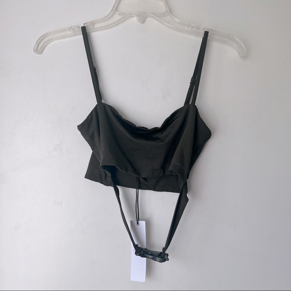 Tic Toc Green Crop Top + Bike Shorts Coord 2pc Set S NWT